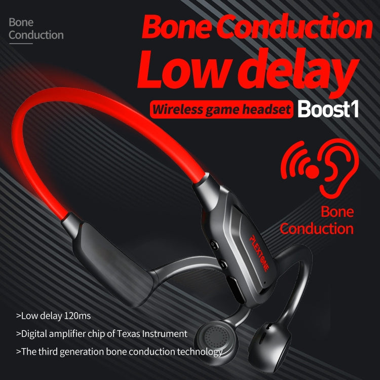 Plextone BOOST1 Bluetooth 5.0 Auriculares Deportivos con gancho para la Oreja de conducción ósea (Rojo)