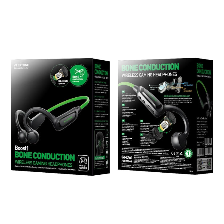 Plextone BOOST1 Bluetooth 5.0 Bone Conduction Ear-hook Sports Headphones (Green)
