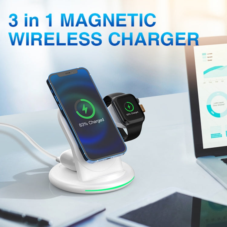 W02 3 in 1 Magnetic Wireless Charger (White)