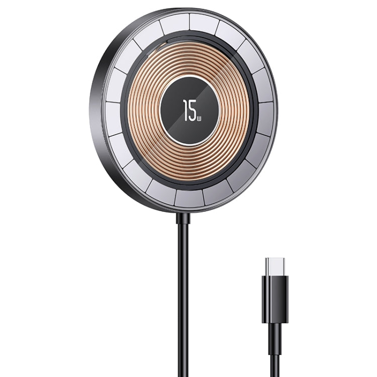 USAMS US-CD183 15W Aluminum Alloy Transparent Magnetic Wireless Charger (Black)