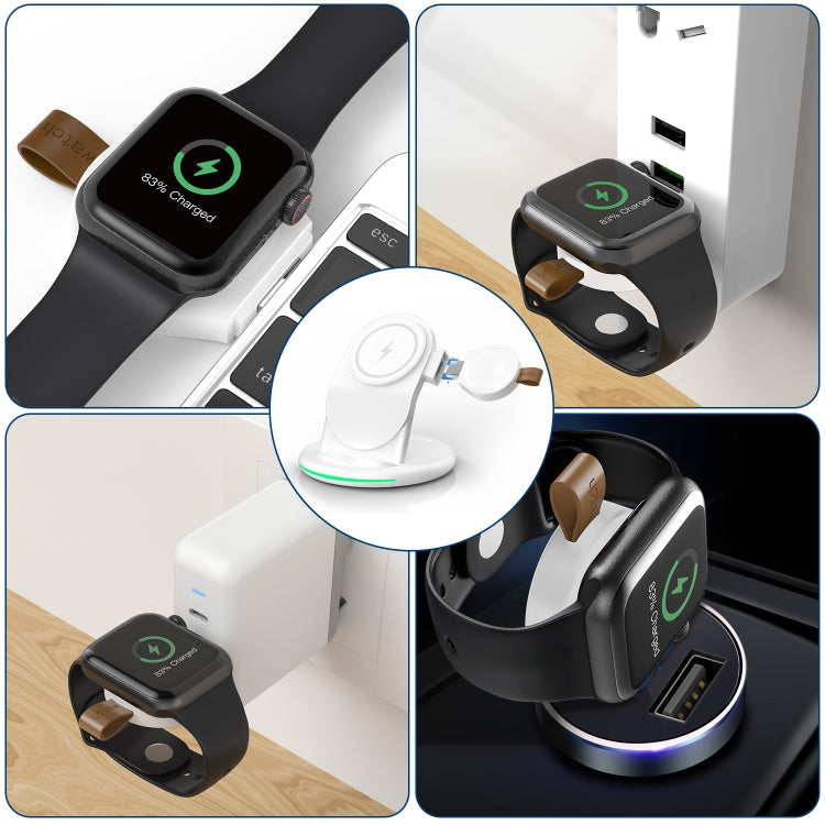 W-03 3 in 1 Magnetic Wireless Charging with 15W Adapter / USB-C Cable Plug Type: EU Plug (White)