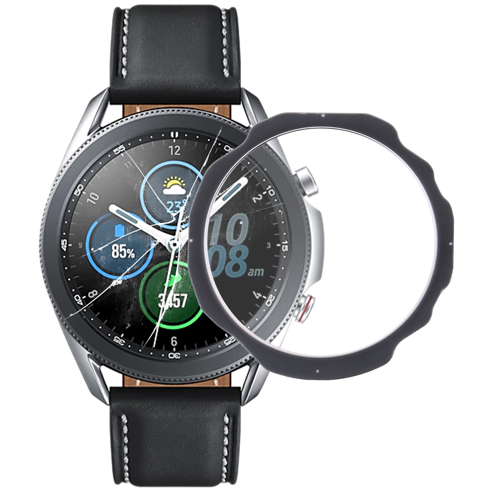 Outer Glass Front Screen Samsung Galaxy Watch 3 45mm R840 / R845 Black