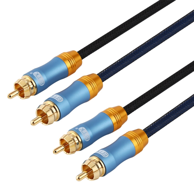 EMK 2 x RCA mâle vers 2 x connecteur RCA mâle Câble audio coaxial tressé en nylon plaqué or pour TV/amplificateur/home cinéma/DVD Longueur du câble : 1,5 m (bleu foncé)