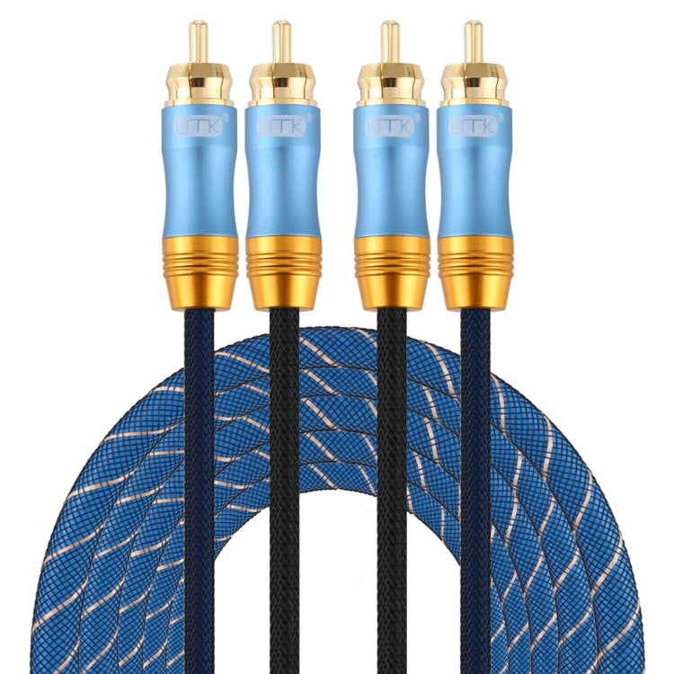 EMK 2 x RCA mâle vers 2 x connecteur RCA mâle Câble audio coaxial tressé en nylon plaqué or pour TV/amplificateur/home cinéma/DVD Longueur du câble : 3 m (bleu foncé)