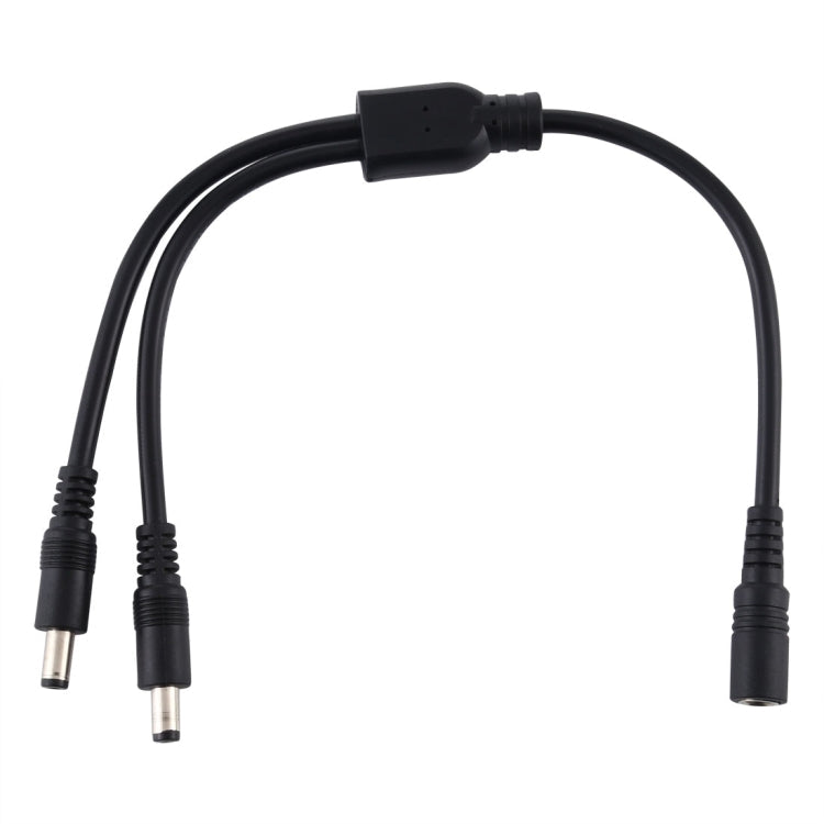 5.5x2.1mm 1 to 2 Female to Male Plug DC Power Splitter Adapter Power Cord Cable Length: 30cm (Black)