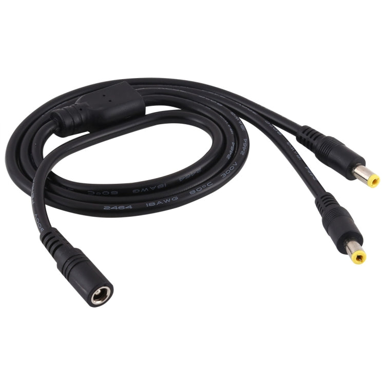 8A 5.5x2.5mm 1 to 2 Female to Male Plug DC Power Splitter Power Cable Cord length: 70cm (Black)