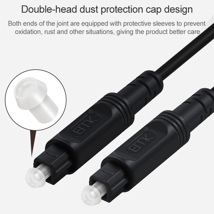 1.5m EMK OD2.2mm Digital Audio Fiber Optic Cable Plastic Speaker Balance Cable (Black)