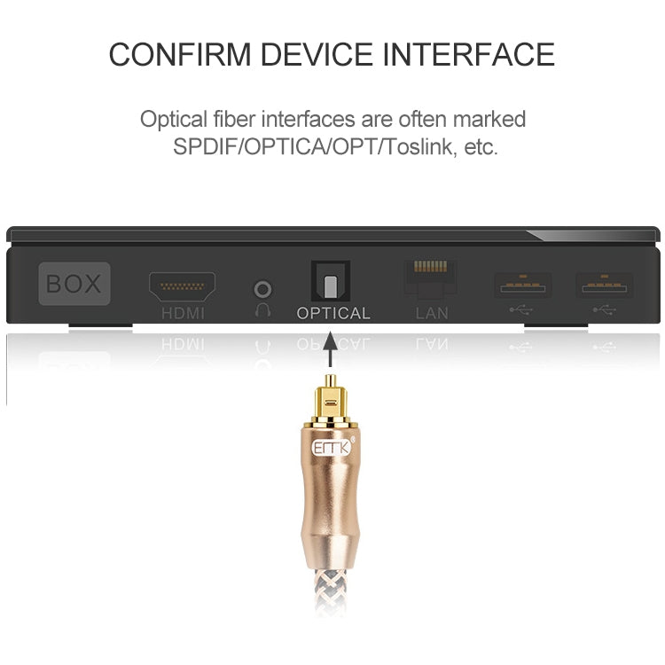 1m EMK OD6.0mm Câble de raccordement à fibre optique audio numérique TV plaqué or