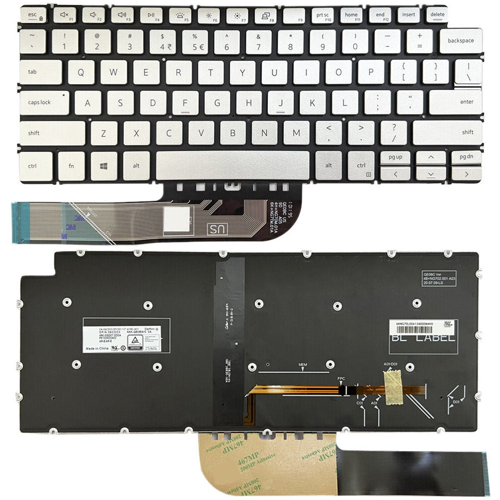 Full Keyboard with Backlight US Version Dell Inspiron 7490 / Vostro 5390 Silver
