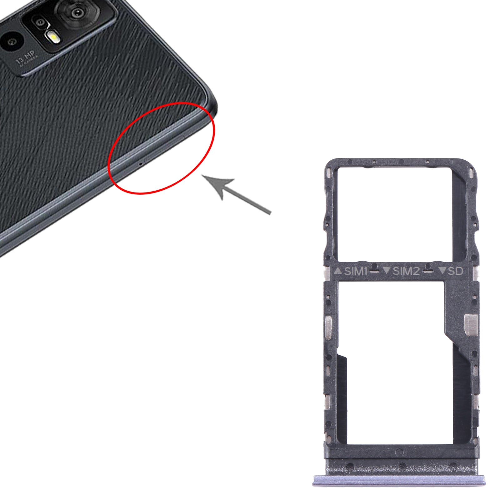 Plateau Support SIM / Micro SD TCL 40 XE Violet