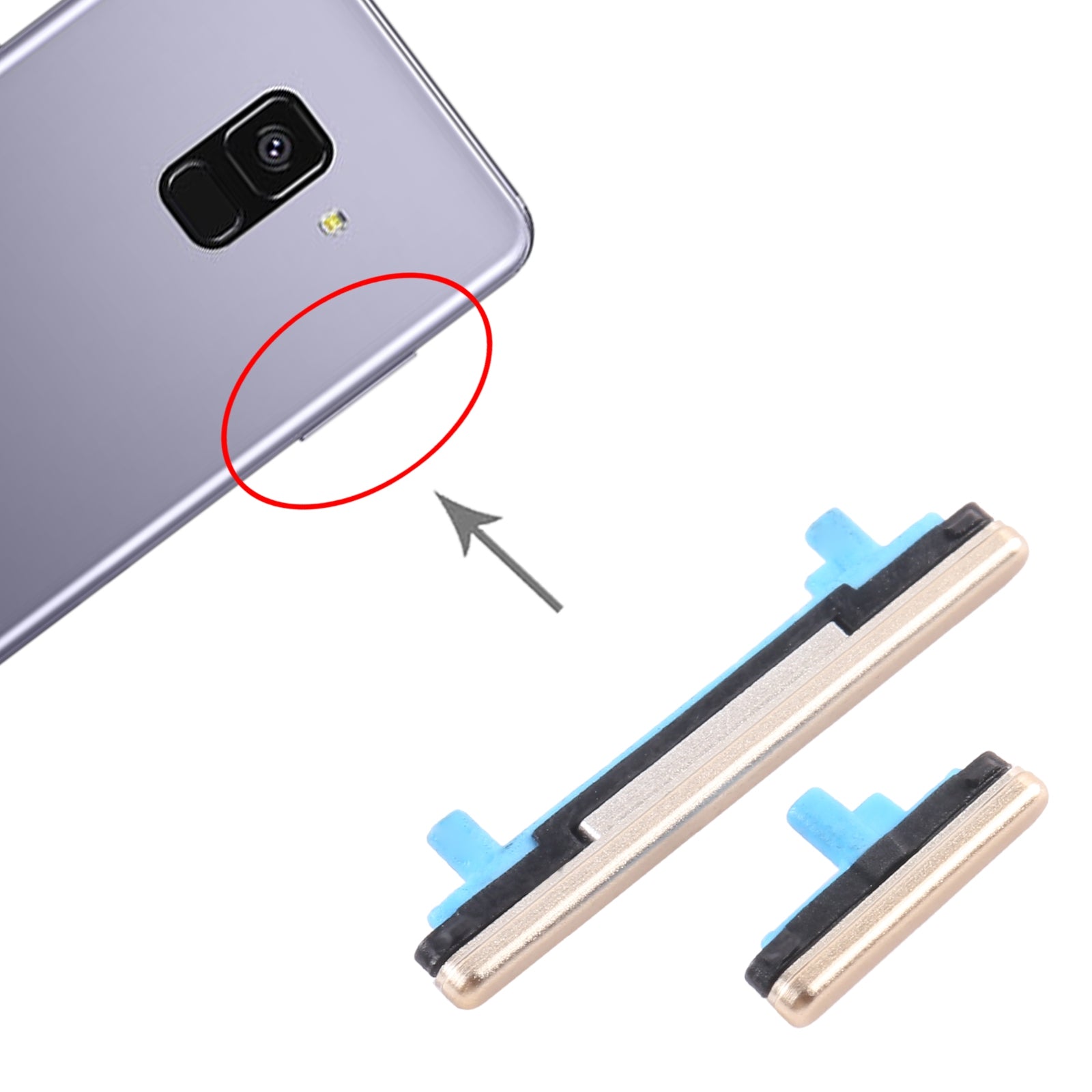 Boutons Externes Power + Volume Samsung Galaxy A8 + 2018 A730 Or