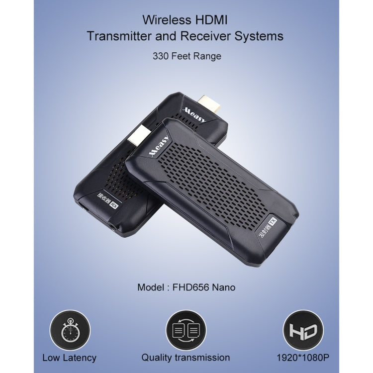 Measy FHD656 Nano 1080P HDMI 1.4 HD Audio Video Inalámbrico Doble Mini Transmisor Receptor Extensor Sistema de transmisión Distancia de transmisión: 100 m Enchufe de US