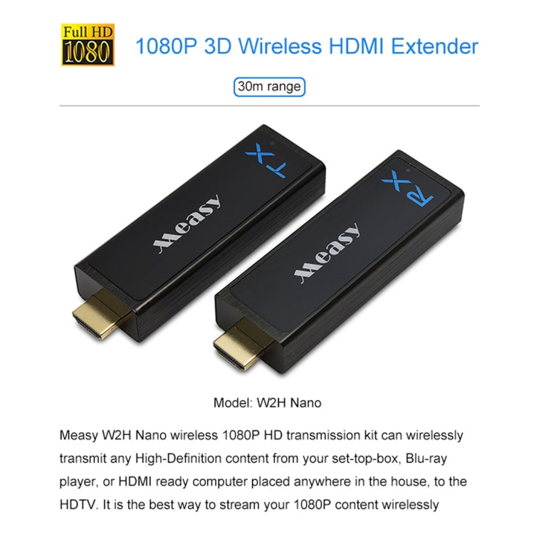Measy W2H Nano 1080P HDMI 1.4 3D Inalámbrico HDMI Audio Video Transmisor Receptor Extensor Distancia de transmisión: 30 m Enchufe de US