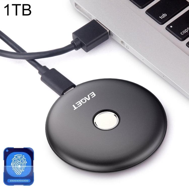 Disque SSD portable EAGET 1 To USB-C 3.1 SSD avec identification d'empreintes digitales