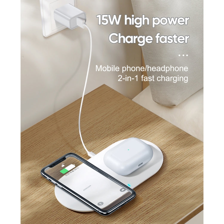 Joyroom JR-A26 15W Chargeur sans fil à charge rapide 2 en 1 pour téléphone portable (Blanc)
