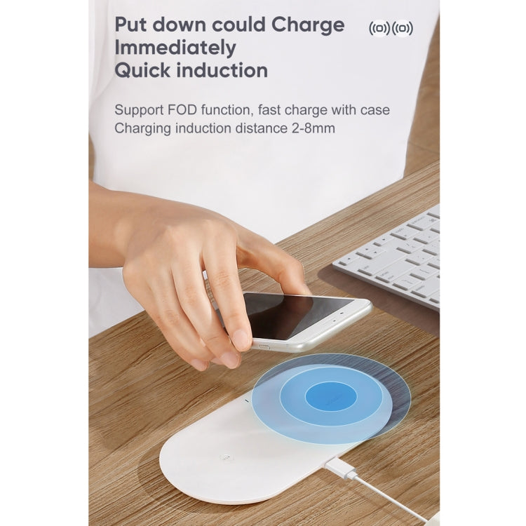 Joyroom JR-A26 15W 2 in 1 Fast Charging Wireless Charger for Mobile Phone (White)