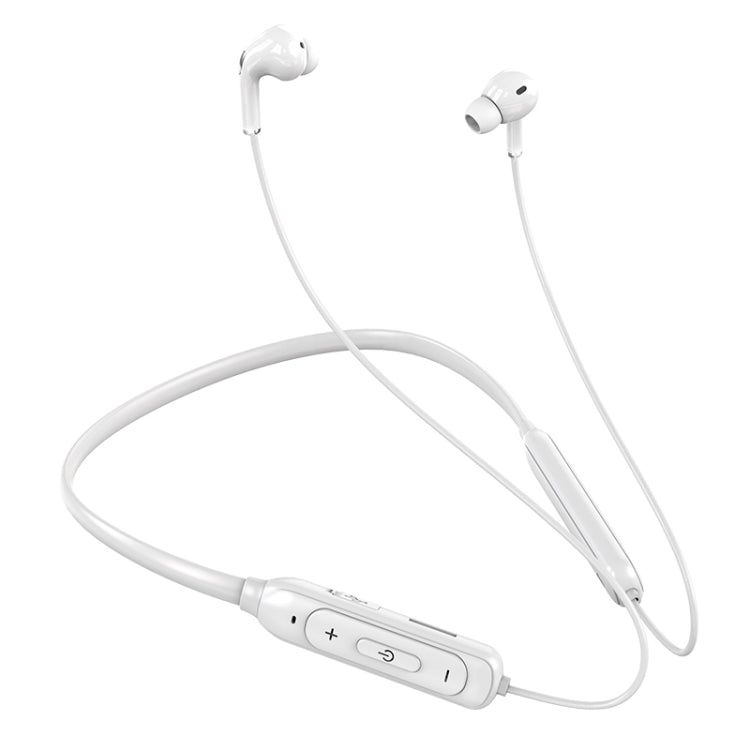M60 8D Surround Sound Wireless Neck-Mounted 5.1 Bluetooth Headphones Support TF Card MP3 Mode (White)