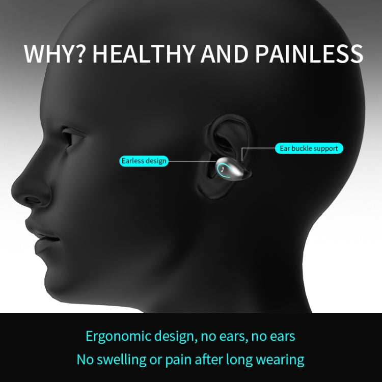 YX08 Wireless V5.0 Ear-hook Headphones Ultralight Bluetooth Stereo Ear-clip Headphones with Mic (White)