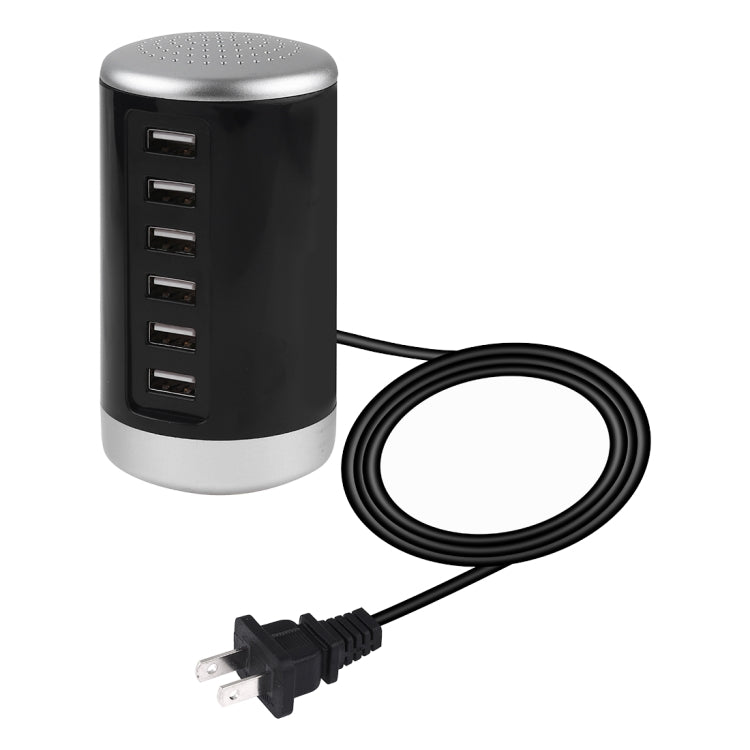 XLD4 30W 6 Ports USB Station de charge Adaptateur secteur AC100-240V US Plug (Noir)