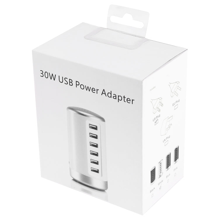 XLD4 30W 6 Ports USB Station de charge Adaptateur secteur AC100-240V US Plug (Noir)
