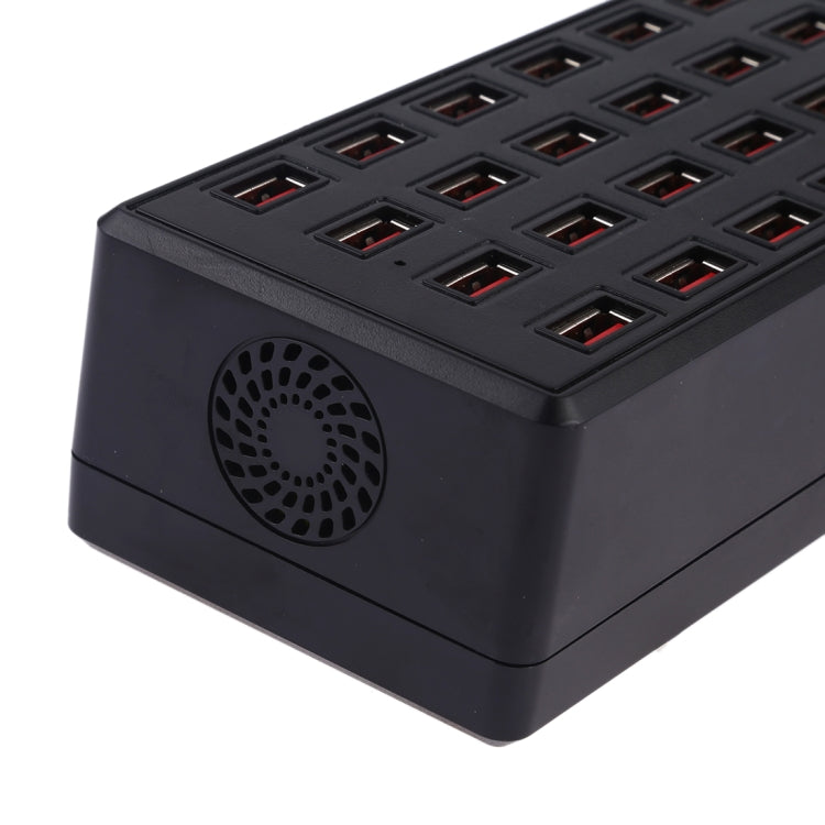 100 W 24 USB-Anschlüsse Schnellladestation Intelligentes Ladegerät mit LED-Anzeige AC 100-240 V US-Stecker (Schwarz)