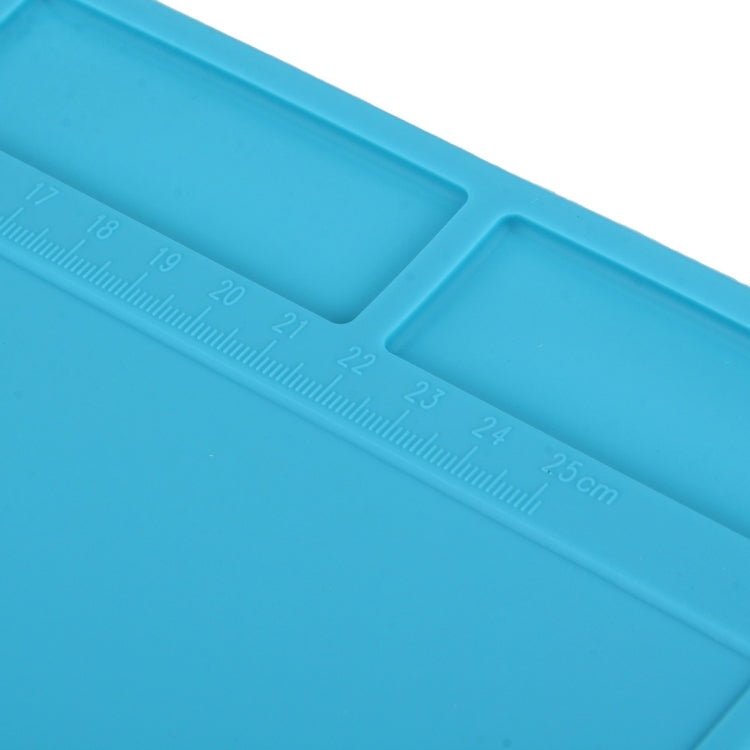 Plataforma de mantenimiento Almohadilla de aislamiento de Reparación resistente al calor de alta temperatura Alfombrillas de Silicona con posición de Tornillos Tamaño: 35 cm x 25 cm (Azul)