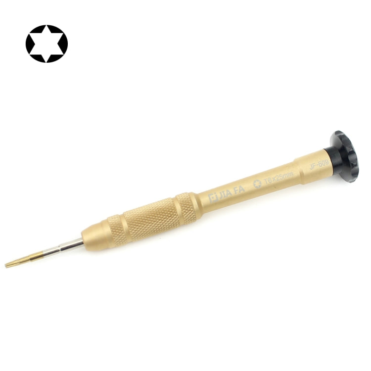 Herramienta de Reparación Profesional Herramienta abierta Destornillador de tubo con punta hexagonal T6 de 25 mm (dorado)