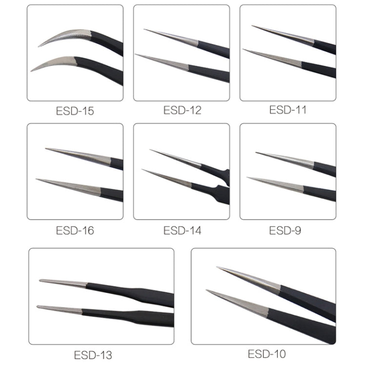BEST BST-09 Stainless Steel ESD Precision Antistatic Tweezers