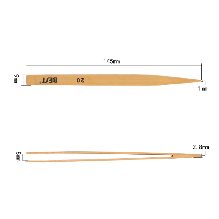 BEST BST-20 # Punta puntiaguda y pinzas de bambú de 140 mm de longitud Completa