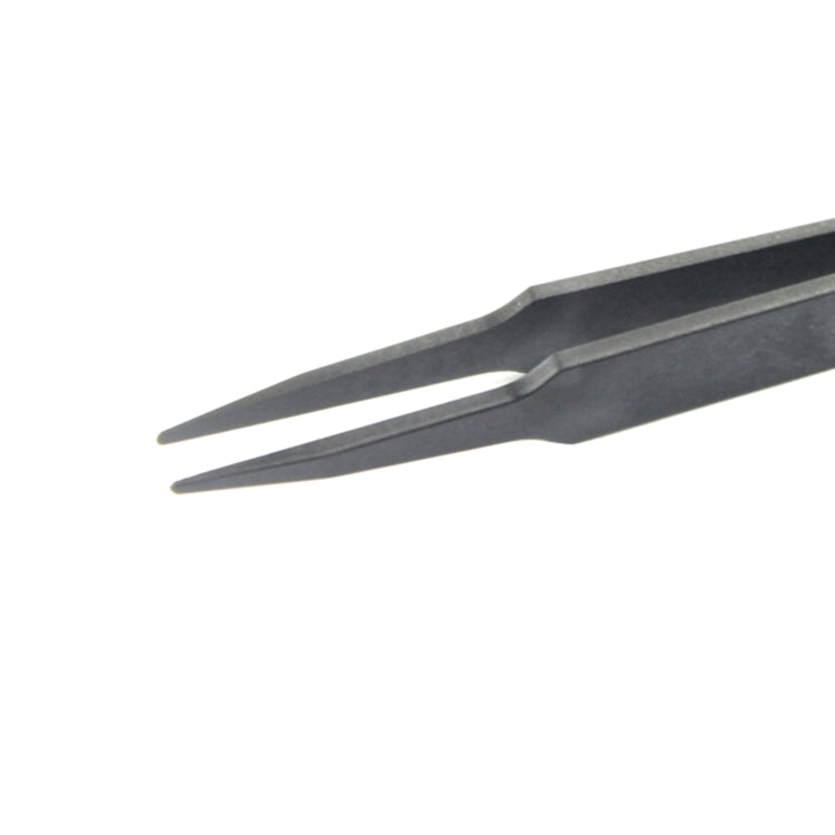 JF-S11 Pince à épiler droite en fibre de carbone antistatique (noire)