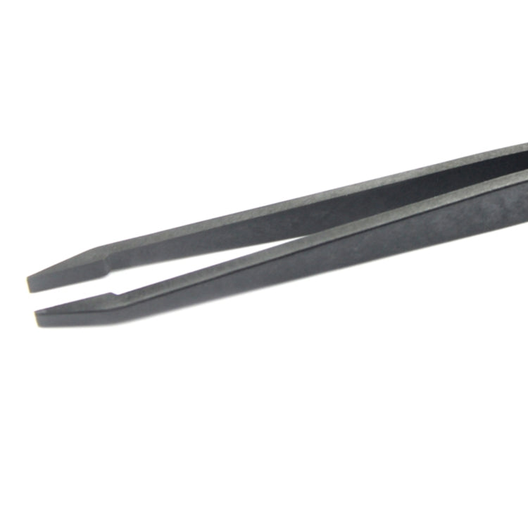 JF-S13 Pince à épiler droite en fibre de carbone antistatique (noire)