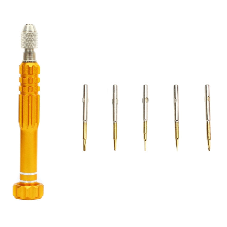 JF-6688 5 in 1 Metal Multi-purpose Pen Style Screwdriver Set for Phone Repair (Golden)