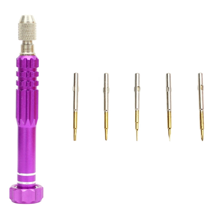 JF-6688 Jeu de tournevis à stylo multifonctions en métal 5 en 1 pour la réparation de téléphone (violet)