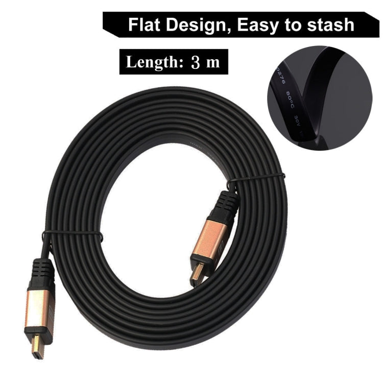 3m HDMI 2.0 (4K) 30AWG High Speed ​​18Gbps Gold Plated Connectors HDMI Male to HDMI Male Flat Cable (Gold)