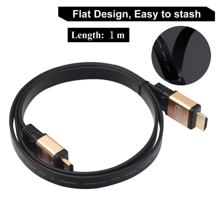 1m HDMI 2.0 (4K) 30AWG High Speed ​​Gold Plated Connectors 18Gbps HDMI Male to HDMI Male Flat Cable (Gold)