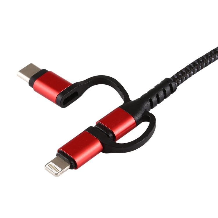 3 in 1 Micro USB + USB-C / Type-C + 8 Pin to HDMI HDTV Cable (Red)
