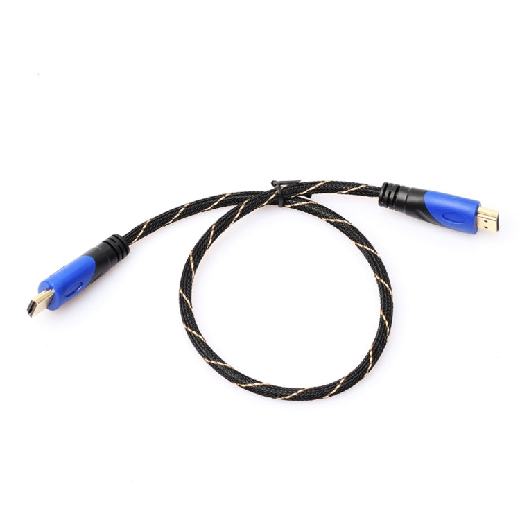 0,5 m HDMI 1.4 Version 1080P Fabric Net Line Blue Black Head HDMI-Stecker auf HDMI-Stecker Audio-Video-Anschluss-Adapterkabel