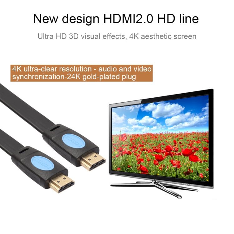 10 m HDMI 2.0 Version 4K HD Noodle Line Vergoldeter Kopf HDMI-Stecker auf HDMI-Stecker Audio-Video-Anschluss-Adapterkabel