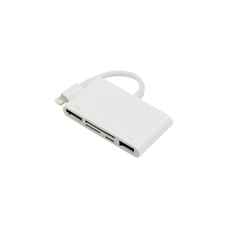 NK-1032 5 in 1 8 Pin to HDMI Multifunction Mobile Phone Converter Adapter (White)