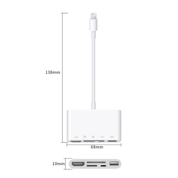 NK-1032 5 in 1 8 Pin to HDMI Multifunction Mobile Phone Converter Adapter (White)