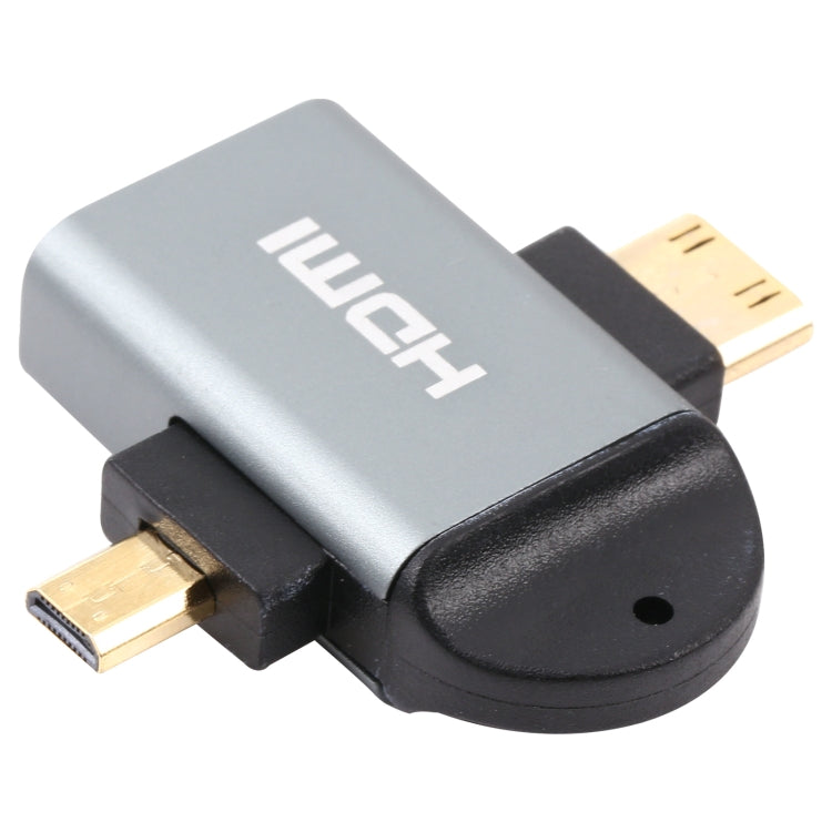 2 in 1 Mini HDMI Male + Micro HDMI Male to HDMI Adapter Gold Plated Gold Head