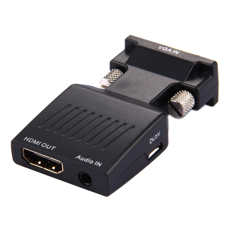 Adaptador convertidor de salida de Audio y video HD 1080P VGA a HDMI + Para Proyector de monitor HDTV (Negro)