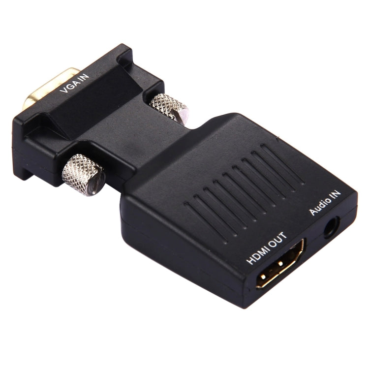 HD 1080P VGA to HDMI Audio Video Output Converter Adapter + For HDTV Monitor Projector (Black)