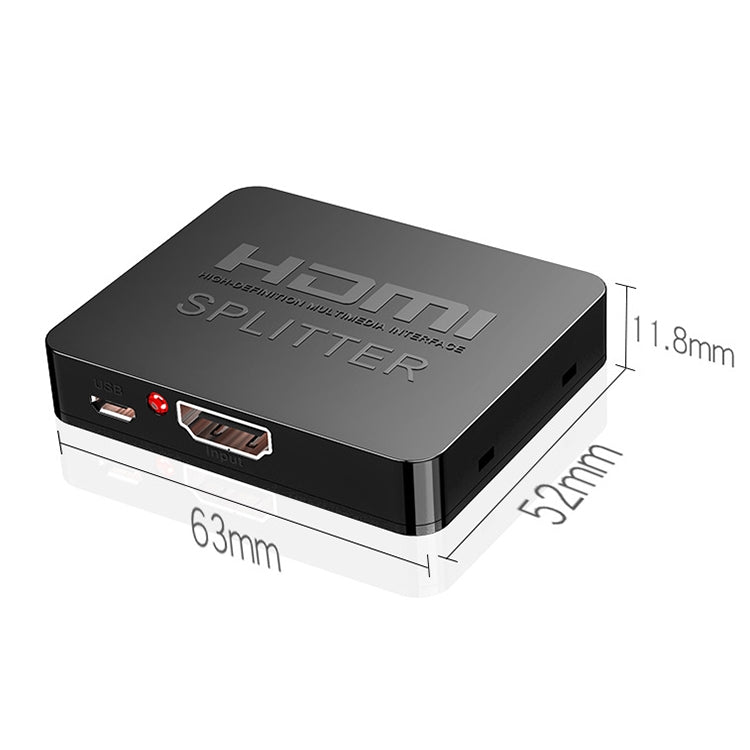 1x2 Mini HDMI Amplifier Splitter Support 3D and 4K x 2K (Black)