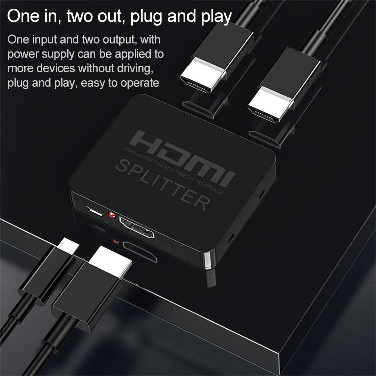 1x2 Mini divisor de amplificador HDMI compatible con 3D y 4K x 2K (Negro)
