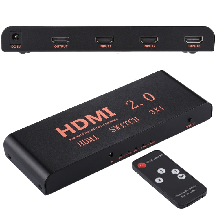 Interruptor HDMI 2.0 3X1 4K / 60Hz con Control remoto Enchufe de la UE