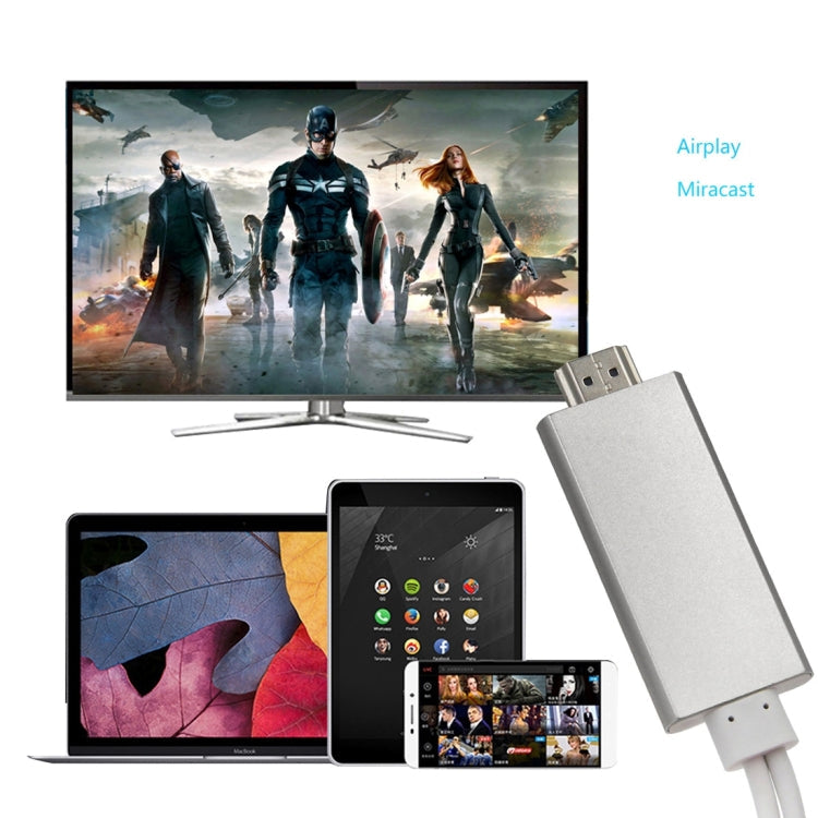 CA01-F USB 2.0 Male + USB 2.0 Female to HDMI 1.4 HDTV AV Adapter Cable for iPhone / iPad Compatible with iOS 8.0-10.0 (Silver)