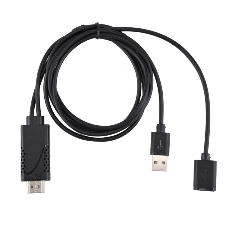 1080P USB 2.0 Stecker + USB 2.0 Buchse auf HDMI HDTV AV Adapterkabel für iPhone/iPad Android Smartphones (Schwarz)