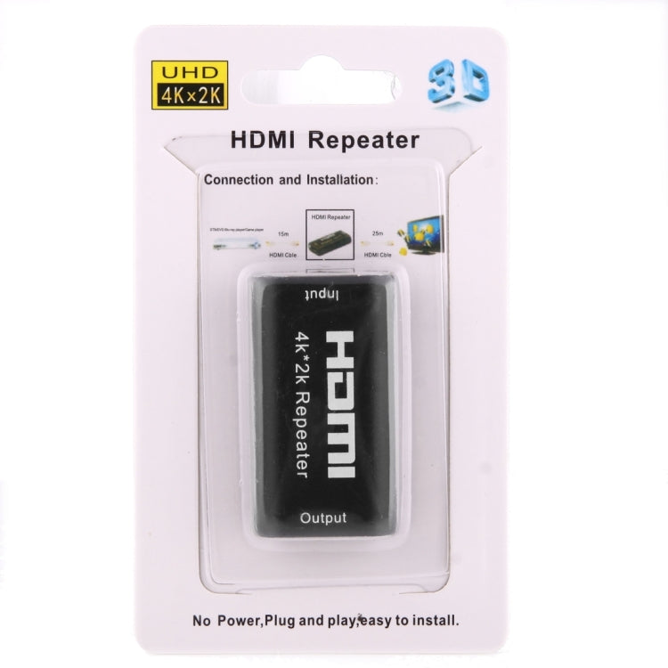 Repetidor de amplificador Mini 2160P Full HD HDMI 1.4b compatible con 4K x 2K 3D (Negro)