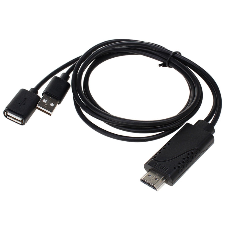 USB Male + USB 2.0 Female to HDMI Phone to HDTV Adapter Cable for iPhone / Galaxy / Huawei / Xiaomi / LG / LeTV / Google and other Smart Phones (Black)